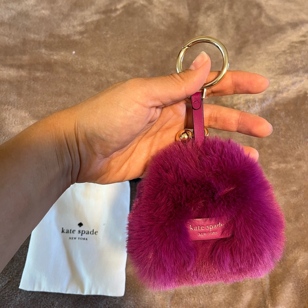 Kate Spade Fuschia Furry Monster purse charm - Picture 3 of 6